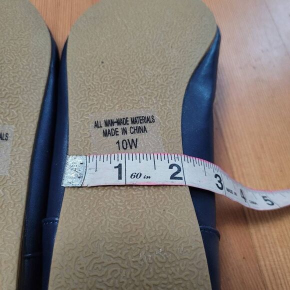 Classique navy blue square toe ballet flats size 10W minimalist neutral office - Picture 8 of 11